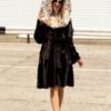 Купить Норковая шуба TORNADO FUR с капюшоном из рыси XL Черная (Greekfur 98)