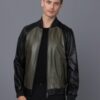 Купить Мужская кожаная куртка BASICS & MORE Черно-зелый M (BA9131819)