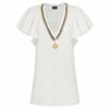 Купить Плаття Elisabetta Franchi AB14701E2 42 ланцюг по вороту біле