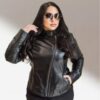 Купить Куртка Женская Черная Без бренда 6XL(60) с Отстегивающимся Воротником чёрная 004МК