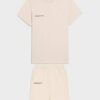 Купить Облегченный женский oversized костюм (футболка и шорты) из органического хлопка The Pangaia Lightweight Organic Cotton Suit Beige бежевый XL (OPSTLHW1)