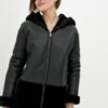 Купить Дубленка удлиненная VK с капюшоном черная (Арт. LT410-BL) 44