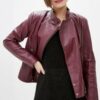 Купить Кожаная куртка VK бордовая короткая (Арт. LT111-BR) 48