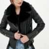 Купить Кожаная куртка косуха VK черная с мехом (Арт. LT420-M) 46
