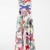 Купить Платье MaxMara 42 Белое с разноцветным принтом 52210111600