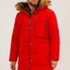 Купить Мужской удлиненный зимний пуховик с меховой опушкой Finn Flare 19922027W-300 XL Красный