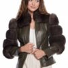 Купить Женская шуба из меха астраган AlbertaZ-005 KROKO-FROST 105 M Зеленый