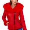 Купить Женская дубленка из натуральной овчины Alberta 39021 Y70 SILKI 057 S Красный