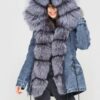 Купить Парка Sifurs c мехом чернобурки темно-синяя XS Джинс (М11-75-ЧБ-ТДЖИНС)