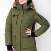 Купить Женский пуховик Snowimage капюшон отстегивается хаки приталенная sid-s528 3XL