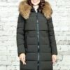 Купить женский пуховик San Croni SKW-F1054 енот цвет хаки S