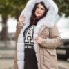 Купить Парка TORNADO FUR с мехом из енота XXL Бежевая мрамор фрост (9702 А-03)