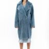 Купить Шуба-пальто Salvaje из натуральной овчины oversize M голубая 1527-3