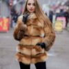 Купить Шуба BG-Furs из лисы с поперечным расшивом 48 Золотистая (Р-Ш-Л-90-10/2-48)