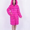 Купить Шуба BG-Furs длинная из меха кролика с капюшоном 48 Розовая (Р-КР16-Р-7/4-48)