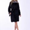 Купить Шуба BG-Furs из нутрии с серебристым узором и манжетом 50 Черная (Р-М-16-Ч-Лепесток-Манжет-50)
