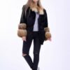 Купить Полушубок BG-Furs демисезонный из натурального меха лисы и нутрии 48 Черный (Р-ПШ-Нутрия-Лиса-48)
