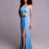Купить Платье прилегающего силуэта из шифона на корсаже Sapunova atelier S голубой