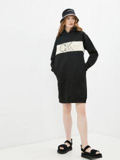 Купить Платье Calvin Klein Jeans MONOGRAM BLOCKING HOODIE DRESS J20J216268-BEH S Черное (8719854087373)