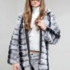 Купить Шуба шиншилловый кролик Chic fashion поперечка 46 светло-серый 9222
