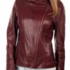 Купить Кожаная куртка женская VK цвета марсала короткая (Арт. FLR2131) 46