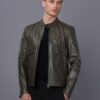 Купить Мужская кожаная куртка BASICS & MORE Хаки L (BA3324343)