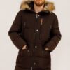 Купить Мужской удлиненный зимний пуховик с меховой опушкой Finn Flare 19922027W-601 M Темно-коричневый
