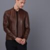 Купить Мужская кожаная куртка BASICS & MORE Коньячный S (BA3043677)