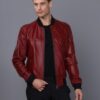 Купить Мужская кожаная куртка BASICS & MORE Бордовый XL (BA560333)