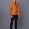 Купить Мужская кожаная куртка BASICS & MORE Горчичный 2XL (BA3149683)